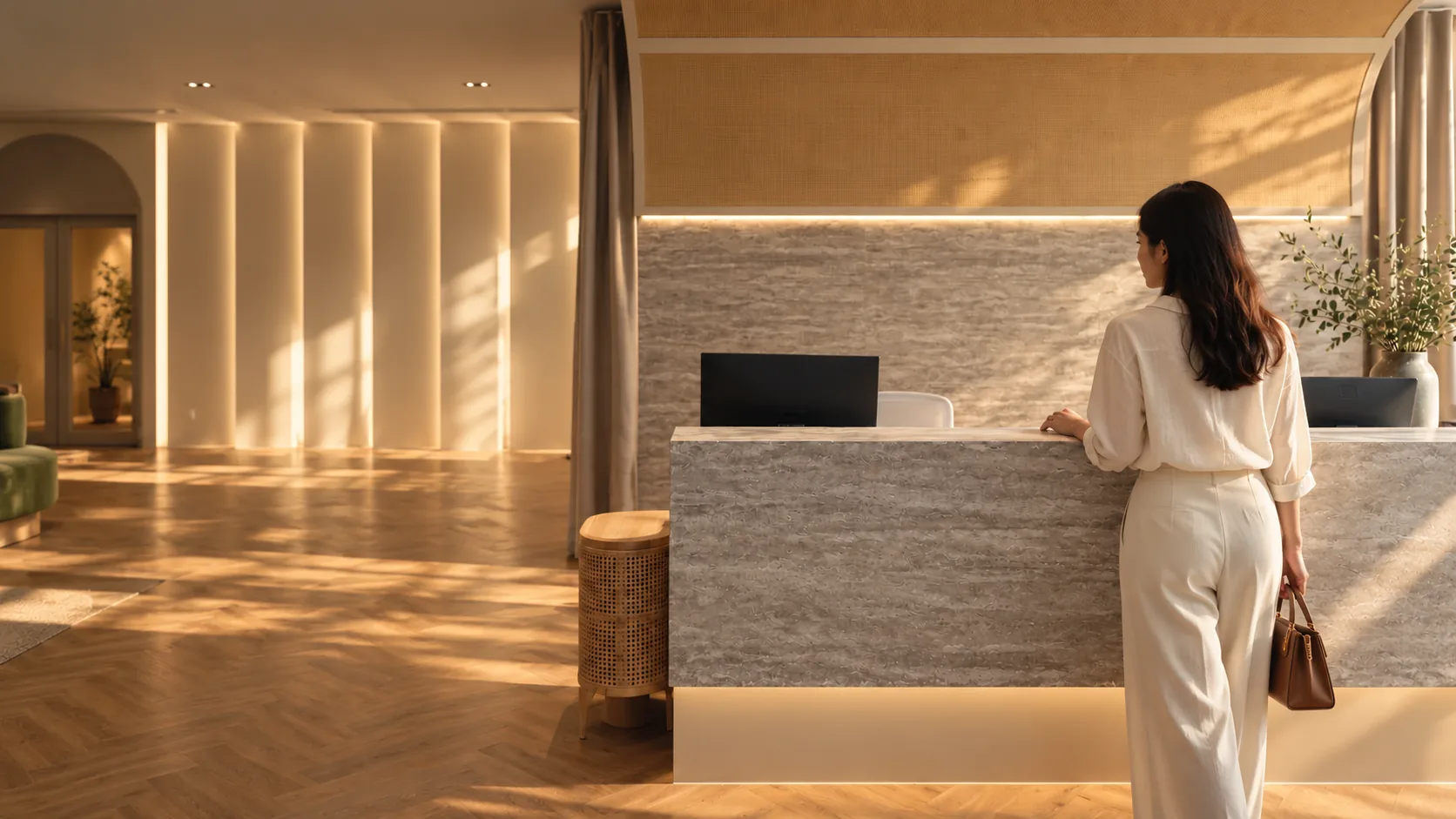 Warm conceptual clinic reception scene