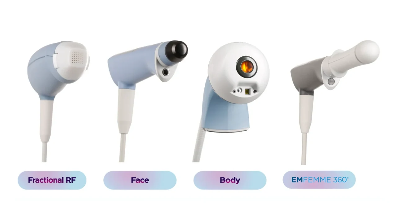 EXION applicators, including the Fractional RF handpiece