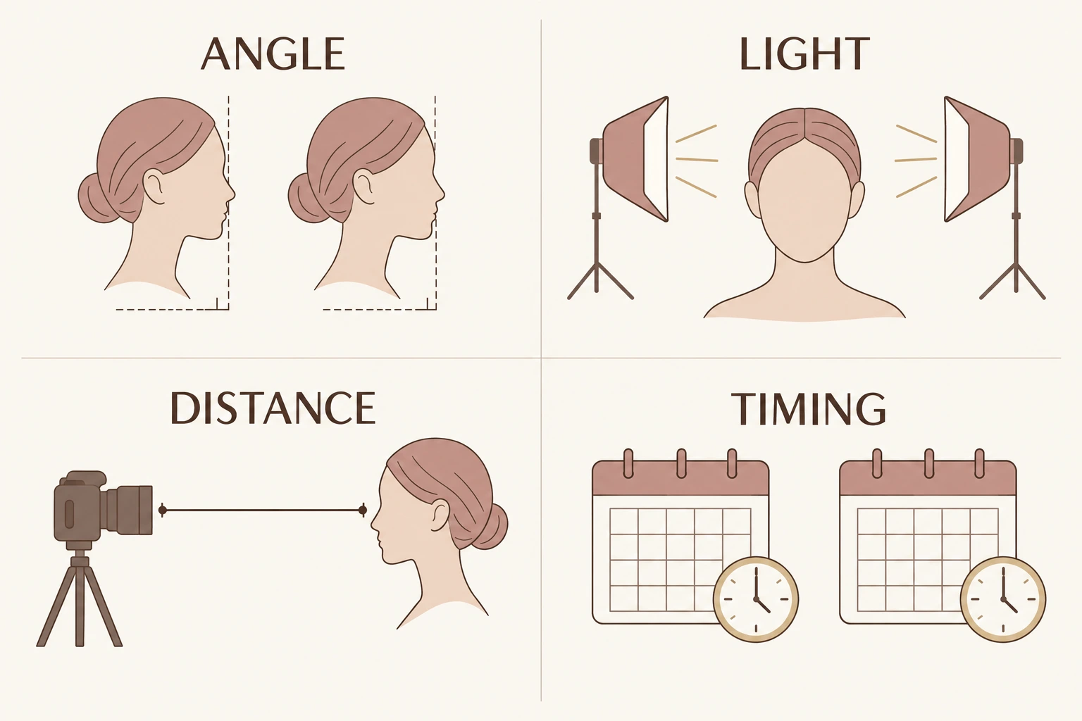 Illustrated guide to comparable photographs: angle, lighting, distance and timing